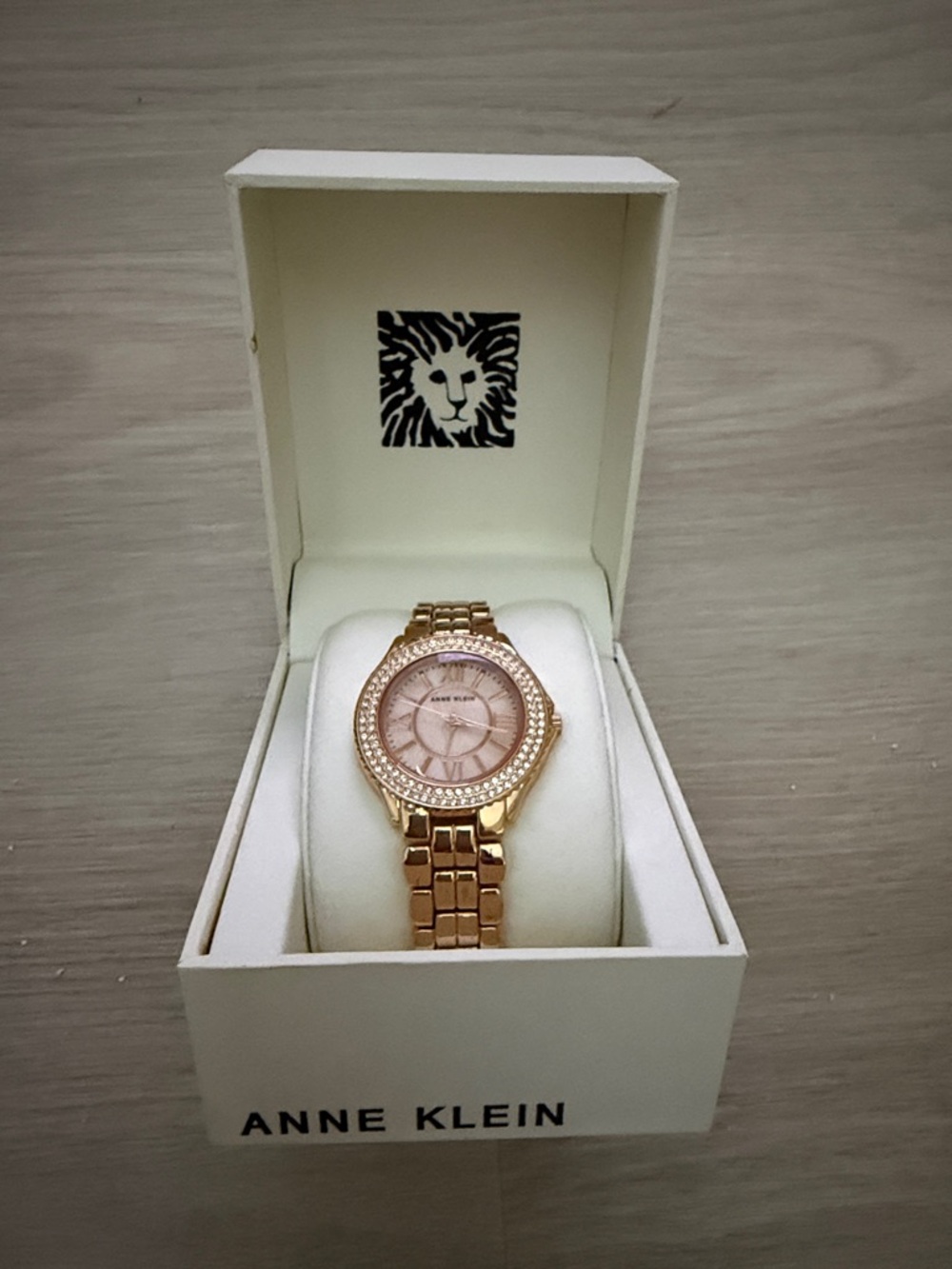Anne Klein Rose Gold Tone Crystal Bezel Watch